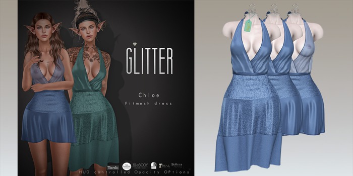 GLITTER CHLOE Fitmesh Dress Sky 3 patterns with hud