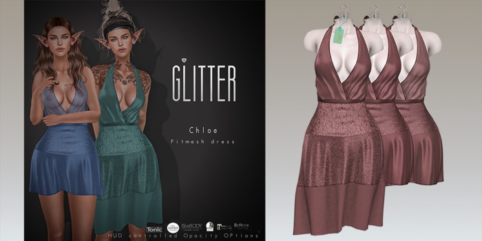 GLITTER CHLOE Fitmesh Dress Blush 3 patterns with hud