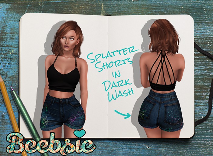 Beebsie High Rise Denim Dark Splatter