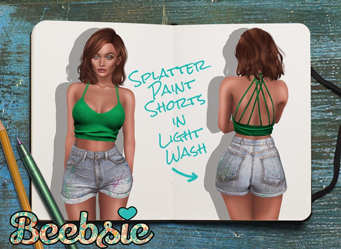 Beebsie High Rise Denim Light Splatter