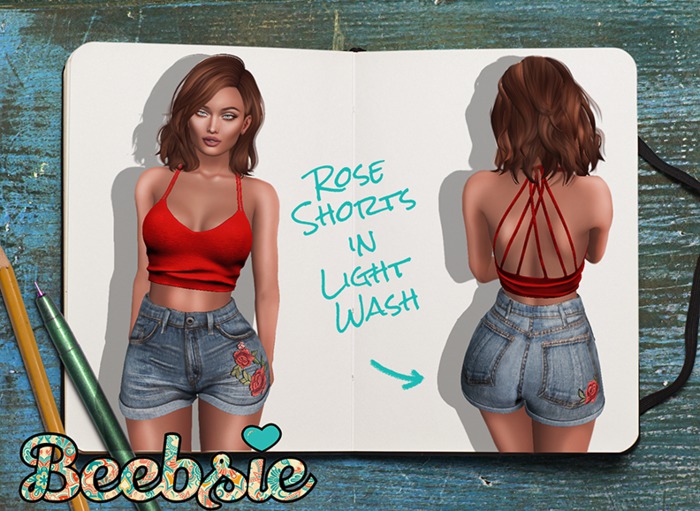 Beebsie High Rise Denim Light Rose Shorts