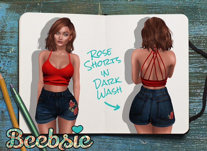 Beebsie High Rise Denim Dark Rose