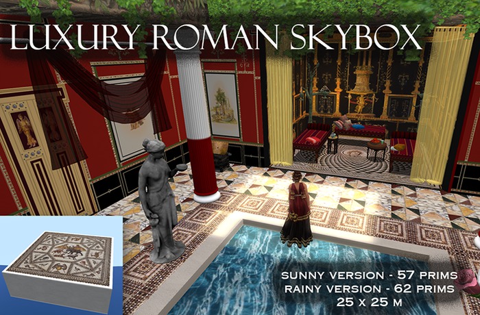 Luxury Roman Domus Style Skybox ,  25m x 25m /  57 Land Impact   