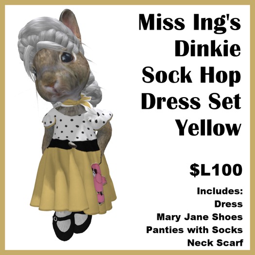 Miss Ing's Dinkie Sock Hop Dress Set Yellow