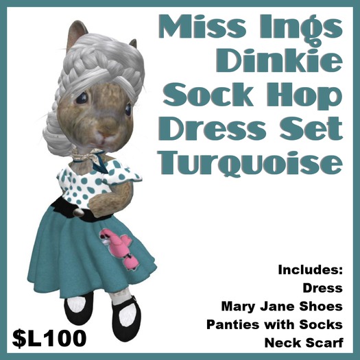 Miss Ing's Dinkie Sock Hop Dress Set Turquoise