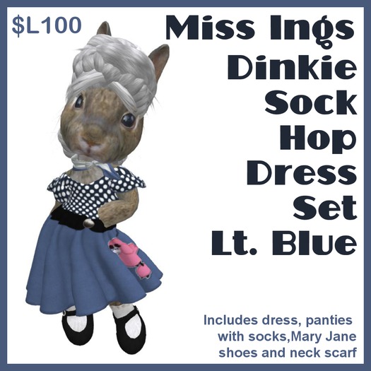 Miss Ing's Dinkie Sock Hop Dress Set Lt Blue