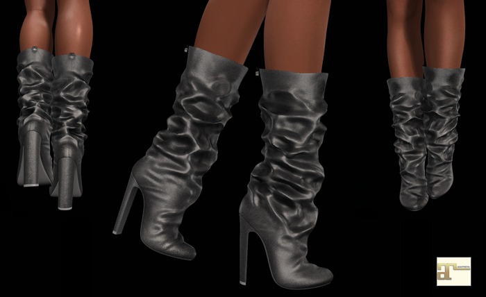 Grey High Leather Boots MAITREYA