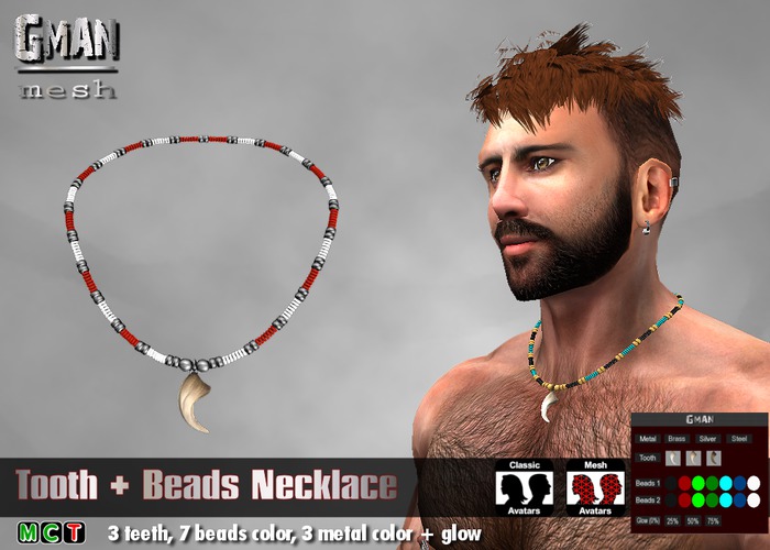 [GMan] NL - Tooth & Beads Necklace  (box)