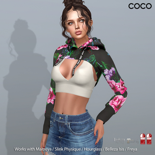 *COCO*_UltraCroppedHoodie_FloralBlack