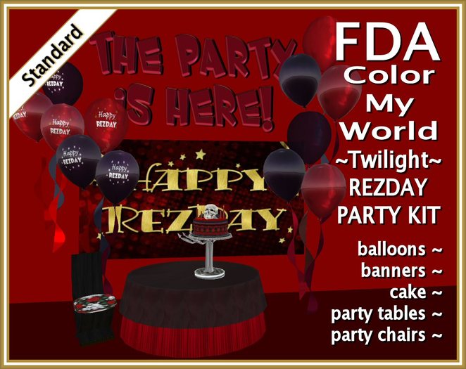 ~FDA~ STANDARD Twilight Goth RezDay Party Kit