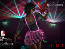 W-AD Neon Suspender Dress Hot Pink