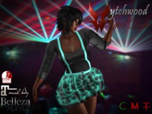 W-AD Neon Suspender Dress Teal