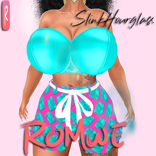 Romwe Shimmer Ruffles Outfit Cyan