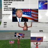 RE-ELECT TRUMP WOODEN SIGN GIVES WEARABLE SIGN-BOX