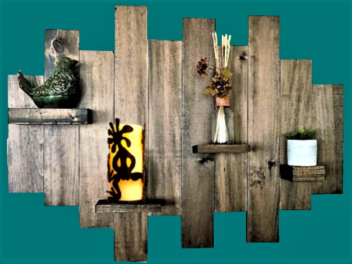 WESTERN WALL ART HOME DECOR Reclaimed Wood Shelf Kokopelli Candle Country Home Design 3D DECAL Style on 1 PRIM Copy/Mod