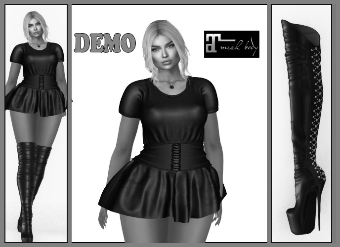 Demo / Black dress with boots for Maitreya