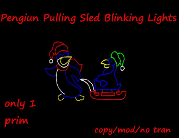Pengiun Pulling sled Blinking lights