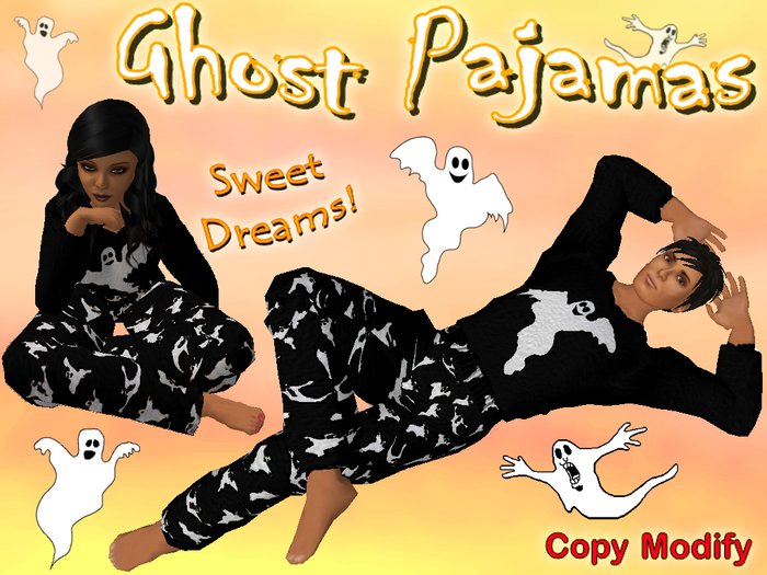 *Timeless PJs* Halloween Ghosts - Black