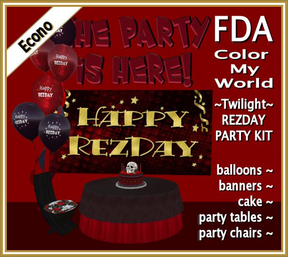 ~FDA~ ECONO ~ Twilight Goth RezDay Party Kit