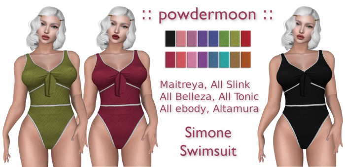 powdermoon - Simone Swimsuit With HUD - Maitreya, all Slink, all Belleza, all Tonic, all ebody, Altamura