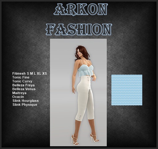 Outfit high waist pant bra top white wave