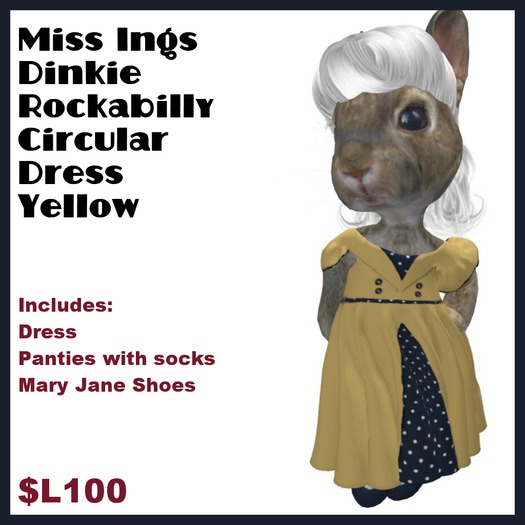 Miss Ing's Dinkie Rockabilly Circular Dress Set Yellow