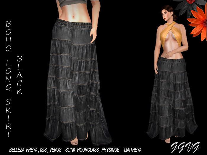 BOHO LONG SKIRT BLACK
