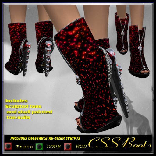 CSS Punkie, Red Skull & Bones Ladies Boots