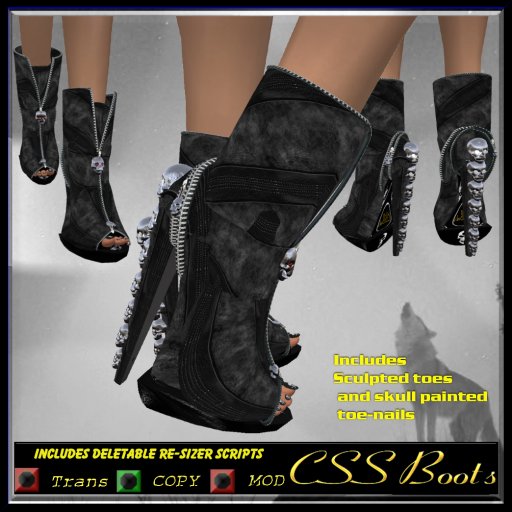 CSS Stressed leather, Skulls Ladies Boots