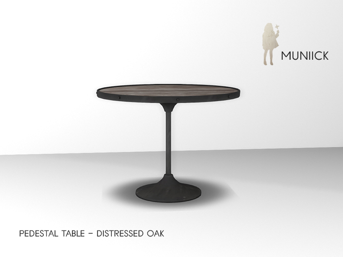 Muniick Pedestal Table - Distressed Oak (Add Me)