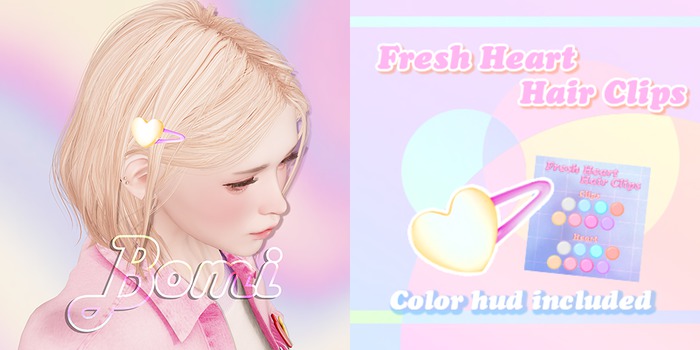 bomi . Fresh Heart Hair Clips