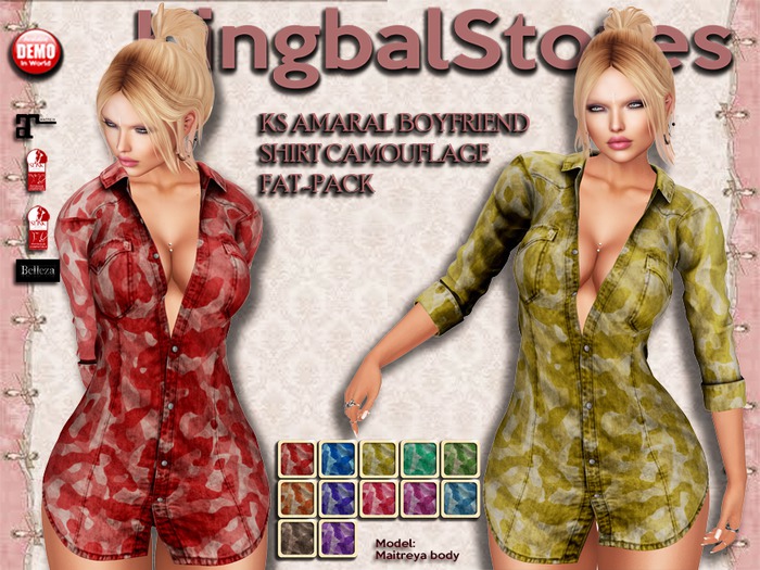 KS OUTFIT AMARAL BOYFRIEND SHIRT CAMOUFLAGE FAT-PACK