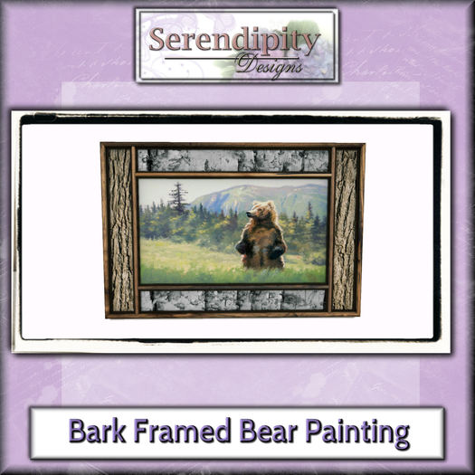 Serendipity Designs - Bark Framed Bear Painting