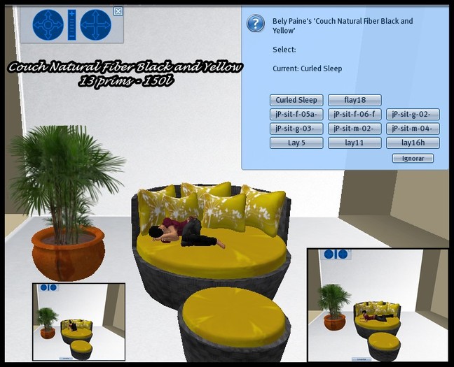 Couch Natural Fiber Black and Yellow (BOX)