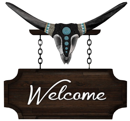 Sign - Longhorn Skull Welcome - Turquoise - Mesh