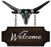 Sign - Longhorn Skull Welcome - Turquoise - Mesh
