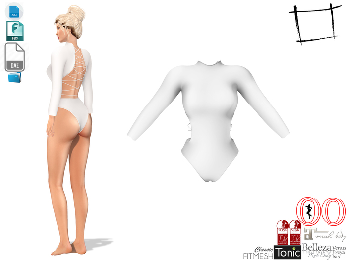 Dae Obj FBX For Open Lace Up Back Body Suit Swimsuit Maitreya, Voluptuous, Belleza, Tonic