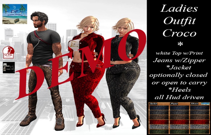 ~DF~DEMO Ladies Outfit Croco w/Hud