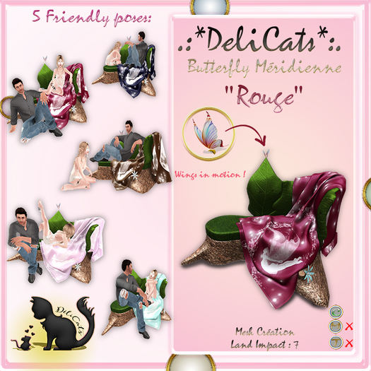 *-DeliCats-* Butterfly Meridienne L "Rouge" (Wear & Touch)