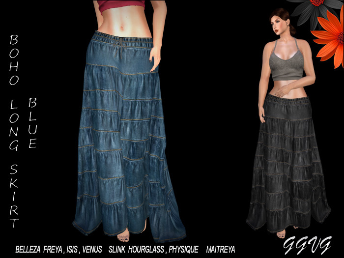 BOHO LONG SKIRT BLUE