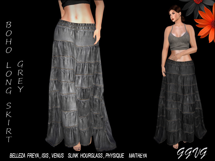 BOHO LONG SKIRT GREY