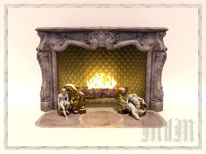 Rococo Fireplace - Light Red Marble
