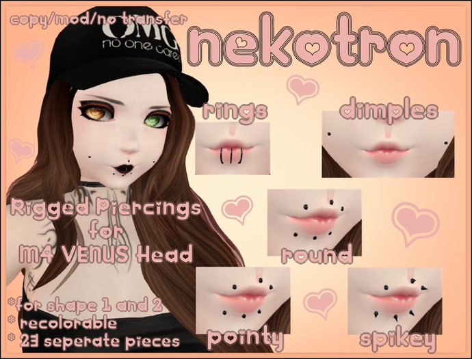 [Nekotron] Rigged Piercings for M4 VENUS Head