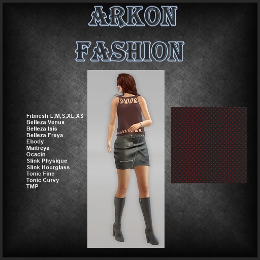 Outfit Leather Skirt&Top red dot
