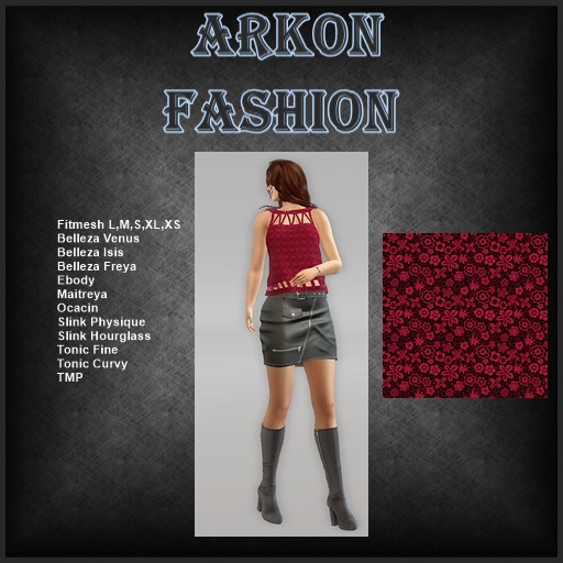 Outfit Leather Skirt&Top red