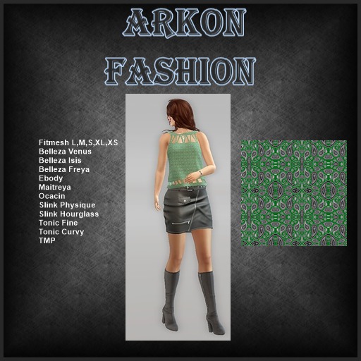 Outfit Leather Skirt&Top green