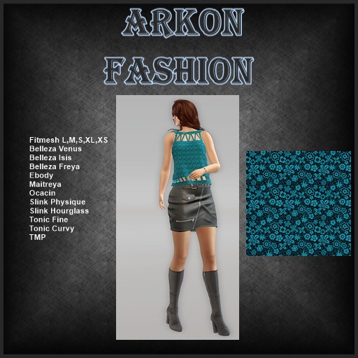Outfit Leather Skirt&Top aqua