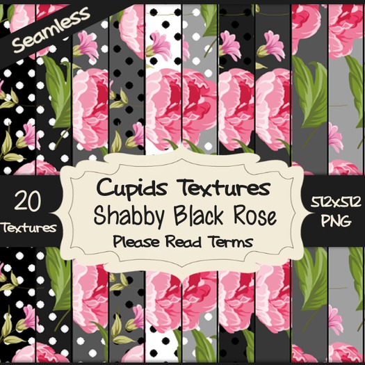 *Cupids Textures * 20 SHABBY BLACK ROSE
