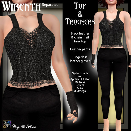 C&F WIRENTH Separates - Black Gloves, Chainmail Top & Trousers w Appliers