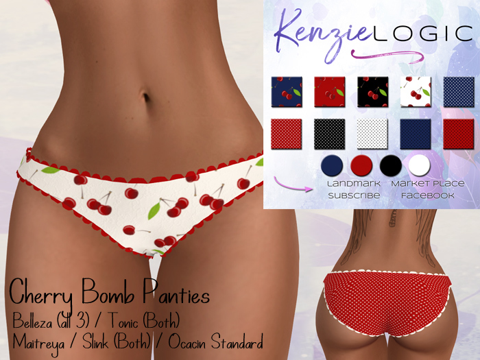 Second Life Marketplace Kenzielogic Cherry Bomb Panties (Add Me)